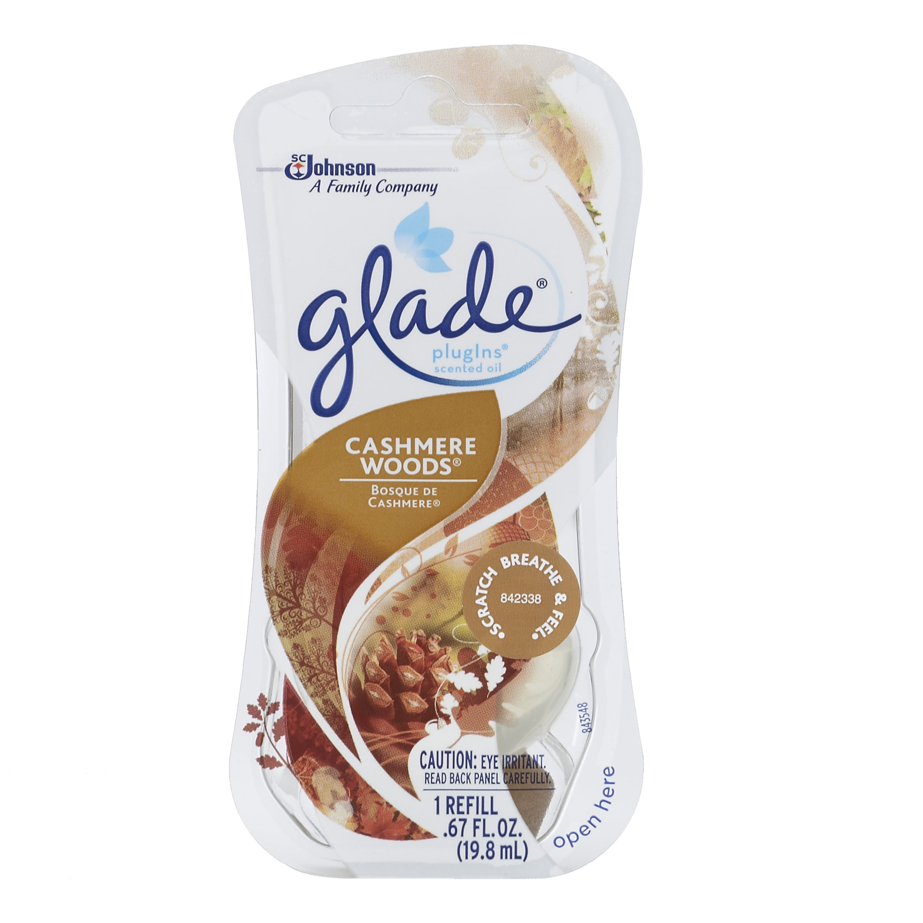 Glade PlugIns Scented Oil Refills, Cashmere Woods, 2 ct, 0.67 fl oz