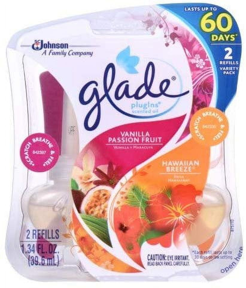 Glade PlugIns Scented Oil 7 Refills, Air Freshener, Vanilla Passion Fruit, 3 x 0.67 oz, and Aqua Waves , 4 x 0.67 oz