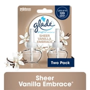 Glade PlugIns Scented Oil 2 Refills, Air Freshener, Sheer Vanilla Embrace, Essential Oil Infused Wall Plug In, 1.34 FL oz, Pack of 2