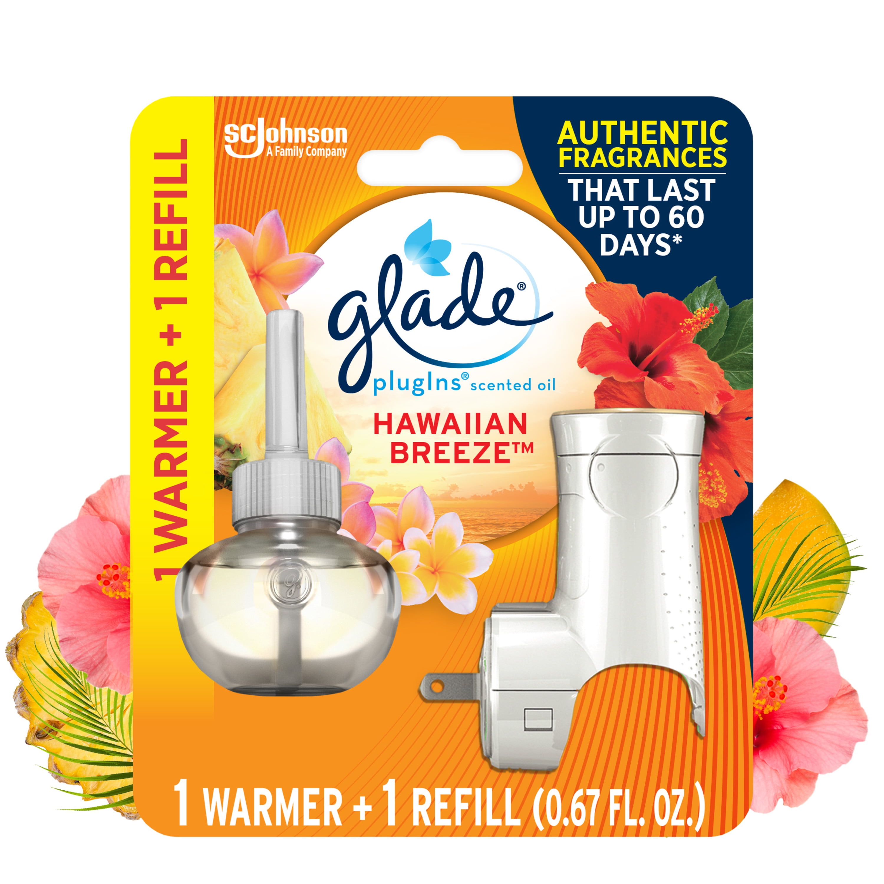 Glade PlugIns Scented Oil Starter kit, Air Freshener, Hawaiian Breeze®,  1.34 oz