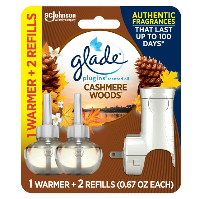 Glade PlugIns Scented Oil Warmer with 2 Refills, Cashmere Woods