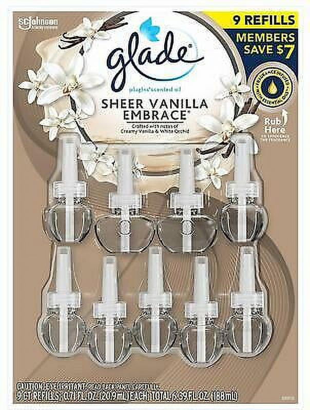 GLADE FRAGRANCE Glade PlugIns Scented Oil Warmers Sheer Vanilla Embrace Essential Oil 9 Refills