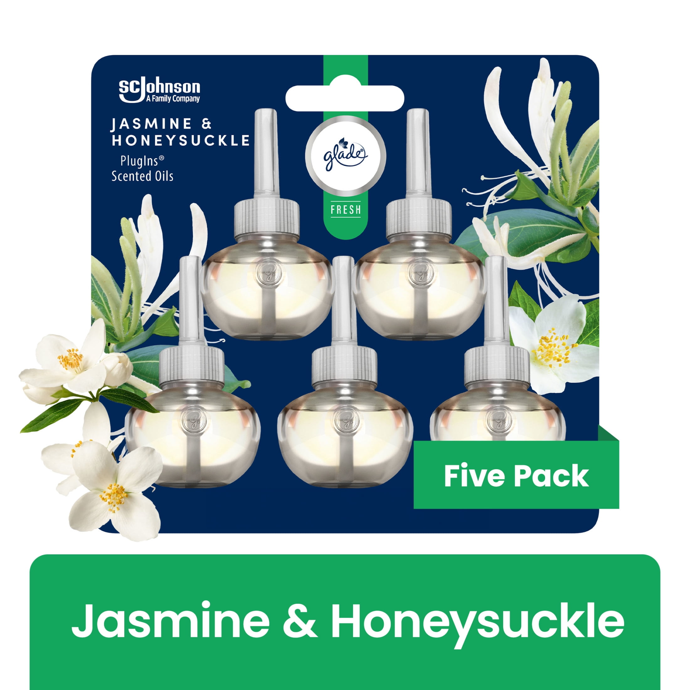 Glade PlugIns Scented Oils Air Freshener Refills, Jasmine & Honeysuckle ...