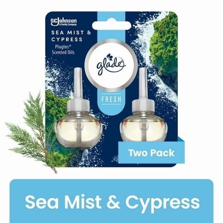 Glade PlugIns Scented Oils Air Freshener Refills, Sea Mist & Cypress, Fresh Collection, 0.67 fl oz Each, 4 Refills Total