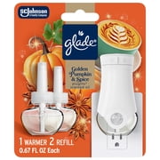 Glade  PlugIns  Starter Kit, Air Freshener, Golden Pumpkin & Spice, 1.34 fl oz, 1 Warmer + 2 Refills