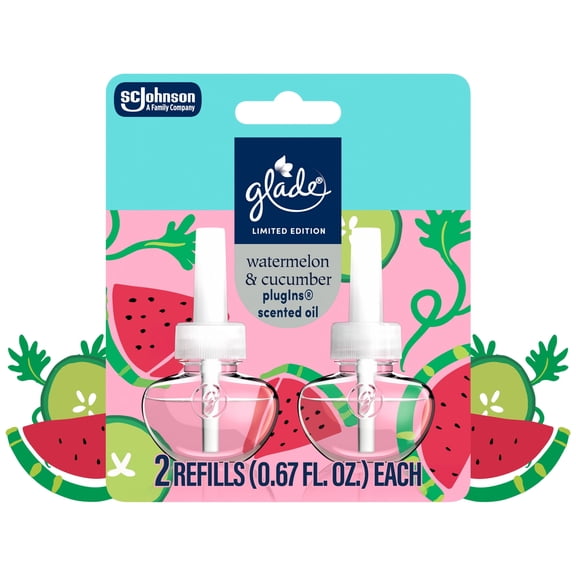 Glade PlugIns, Watermelon & Cucumber Scented Oil, 1.34 oz, 2 Count