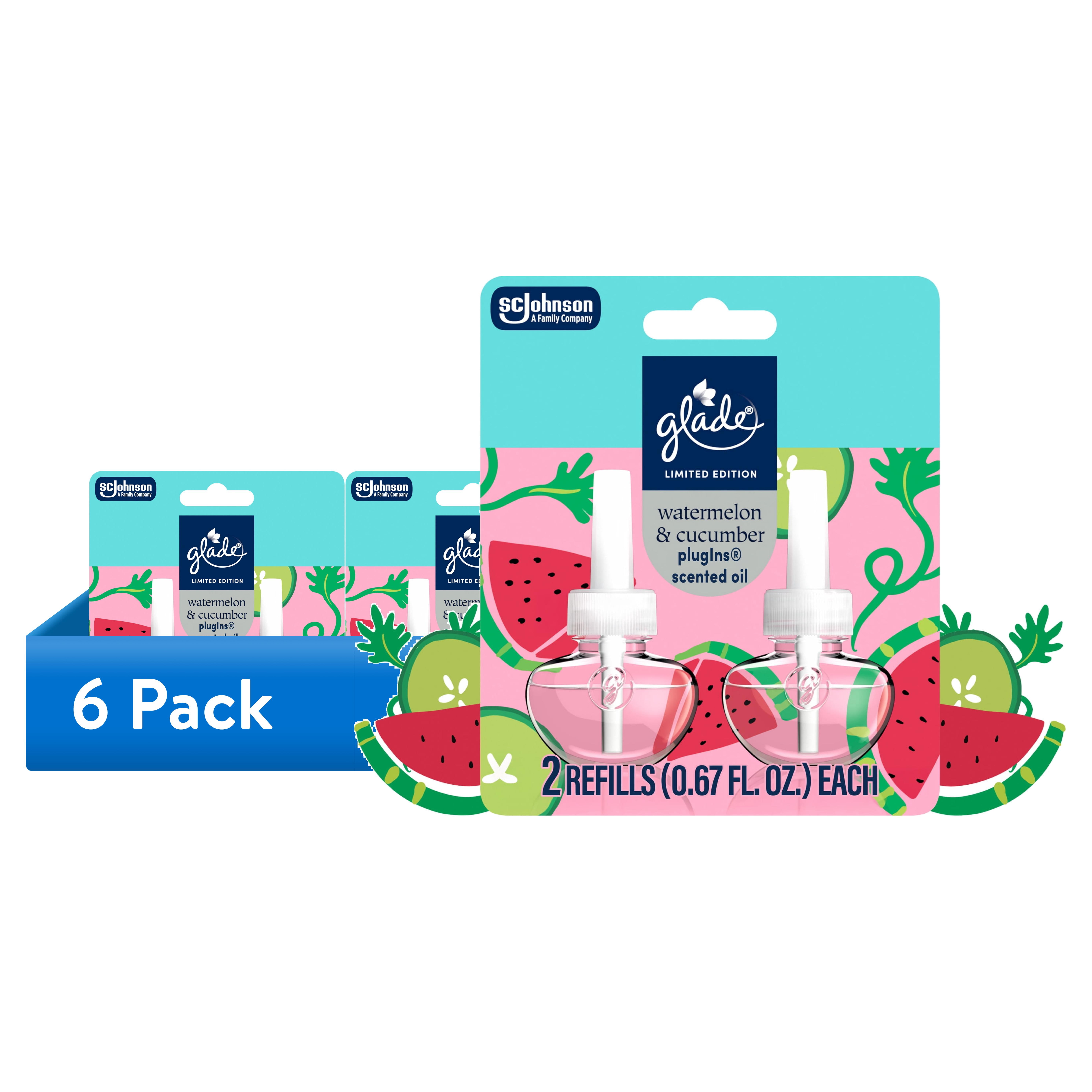 (6 pack) Glade® PlugIns® Refills Air Freshener, Watermelon & Cucumber, 1.34oz., 2 count