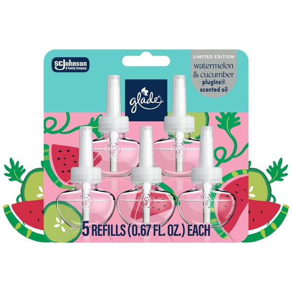Glade® PlugIns®, Watermelon & Cucumber Scented Oil, 3.35 oz, 5 Count