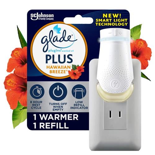 Glade Plugin Plus Air Freshener Starter Kit, Scented Oil For Home And Bathroom, Hawaiian Breeze, 0.67 Fl Oz, 1 Warmer + 1 Refill