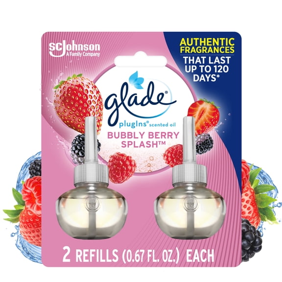 Glade Plugins Air Freshener Refills, Bubbly Berry Splash, Infused with Essential Oils, 0.67 oz, 2 Count
