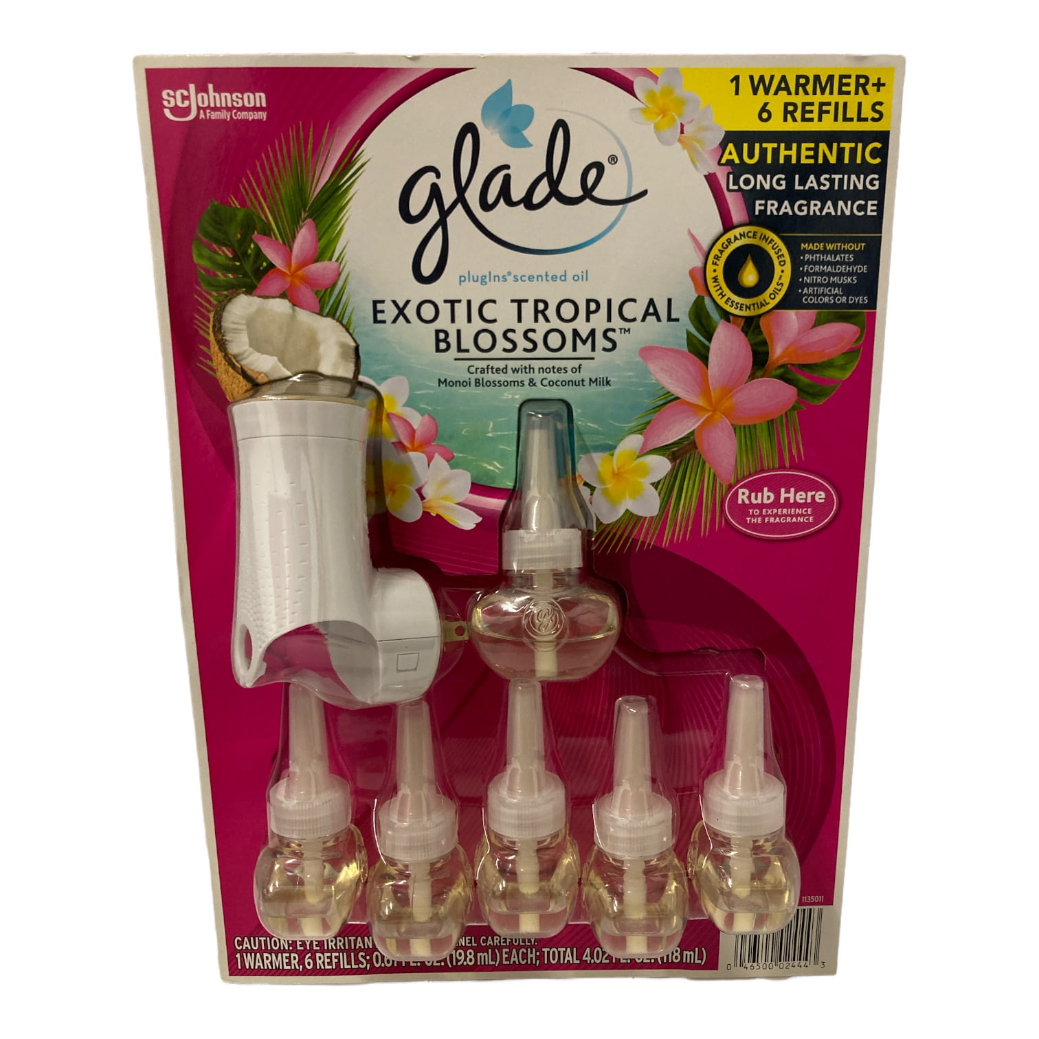 Glade Exotic Tropical Blossoms PlugIns Scented Oil Fragrance Infused, 2  Refills