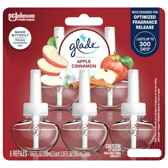 Glade Plugins Scented Oil Air Freshener Refills - Apple Cinnamon - 5 Count
