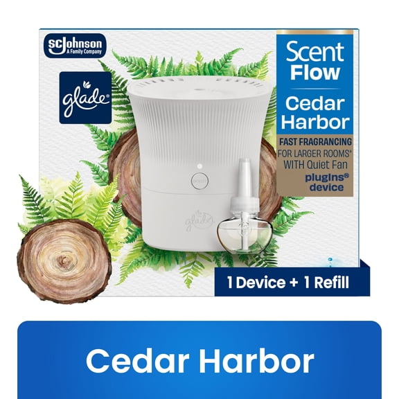 Glade® Scent Flow PlugIns® Air Freshener Starter Kit, Cedar Harbor, 1 Device + 1 Refill, 0.67 fl oz