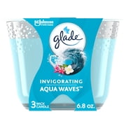 Glade 3-Wick 6.8 oz Jar Candle, Aqua Waves, Blue