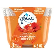 Glade Scented 3-Wick Candle Jar, Hawaiian Breeze, Fragrance Infused with Essential Oils, 6.8 oz