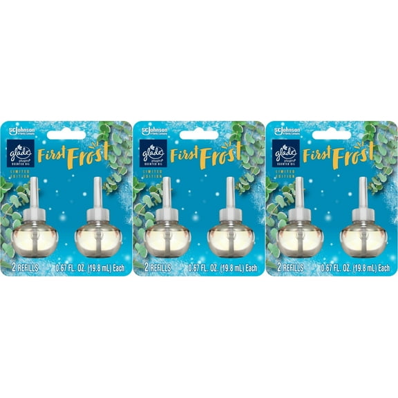 Glade Scented Plugin Oil Refills -Snow Snowflake Frost Winter Holiday Scent- 3Pack -6 Pc