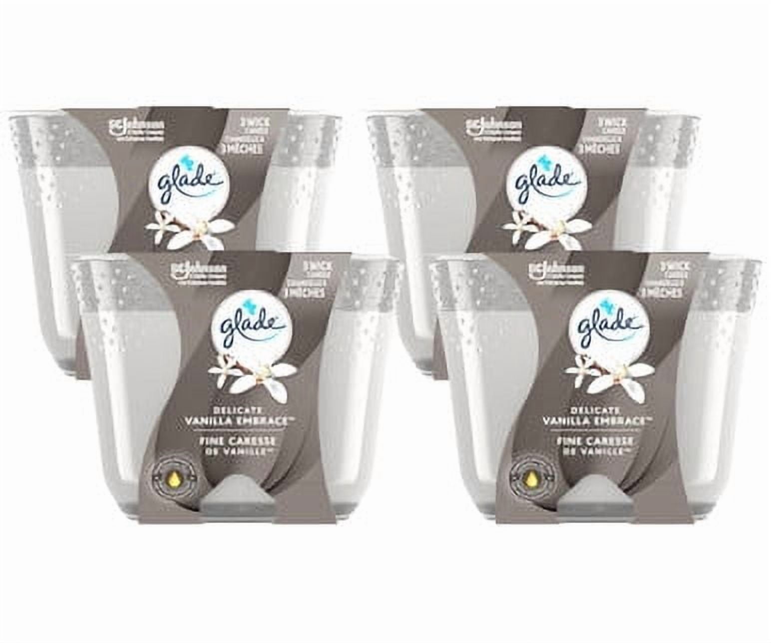 Glade Scented Vanilla Embrace Candle, Delicate 3-Wick, 1 Count (4/Case)
