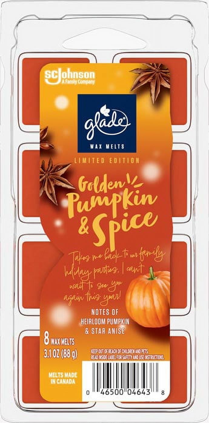 Glade Scented Wax Melts Refills, Golden Pumpkin & Spice, 8 Count