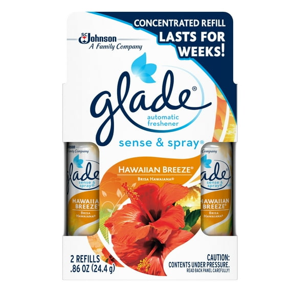 Glade Sense & Spray Automatic Air Freshener Refill, Hawaiian Breeze, 2 refills, 0.86 Ounces