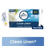 Glade Single Wick Candles, Clean Linen, 8.16 oz, 2 Count