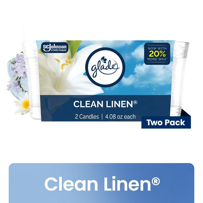 Glade Clean Linen Candle 8.16 oz Single Wick Scented Candle with