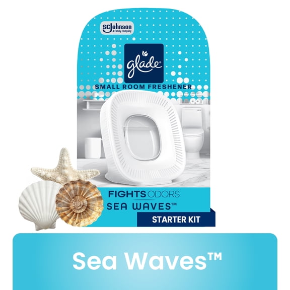 Glade Small Room Freshener Starter Kit, Sea Waves, 1 Device + 1 Refill, 0.25 fl oz