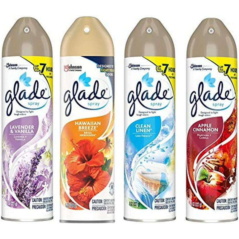 Glade Spray Collection 4 Flavors: Lavender & Vanilla, Hawaiian