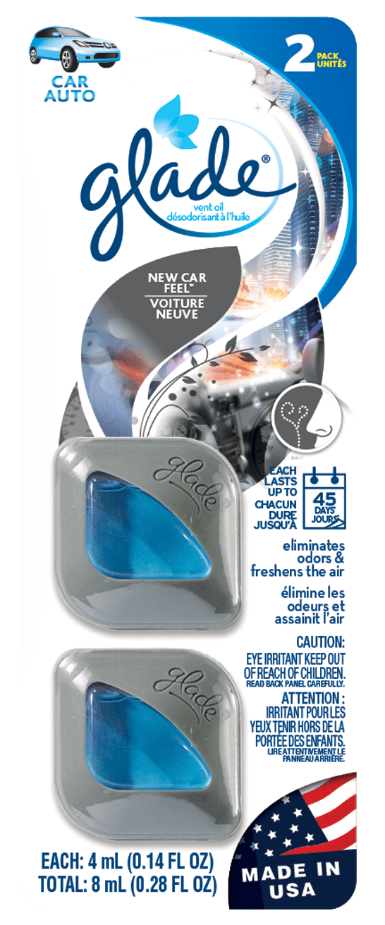 Glade Vent Clip, New Car Scent, .28 oz Pack
