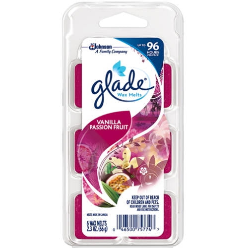 Glade Wax Melts Air Freshener Refill, Vanilla Passion Fruit, 6 refills, 2.3 oz