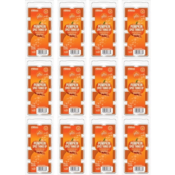 Glade Wax Melts Air Freshener, Scented Candles with Essential Oils for Home and Bathroom, Pumpkin Spice things Up, 12 Packs