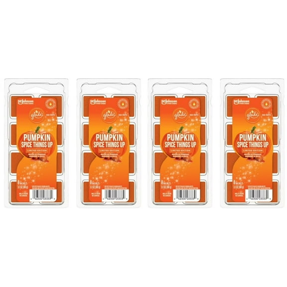 Glade Wax Melts Air Freshener, Scented Candles with Essential Oils for Home and Bathroom, Pumpkin Spice things Up, 4 Packs