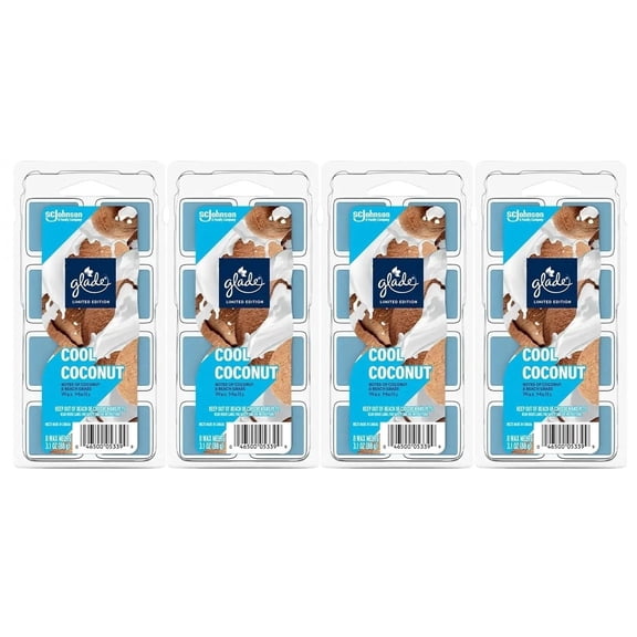 Glade Wax Melts Cool Coconut, 4 Packs-Total 32 Wax Melts