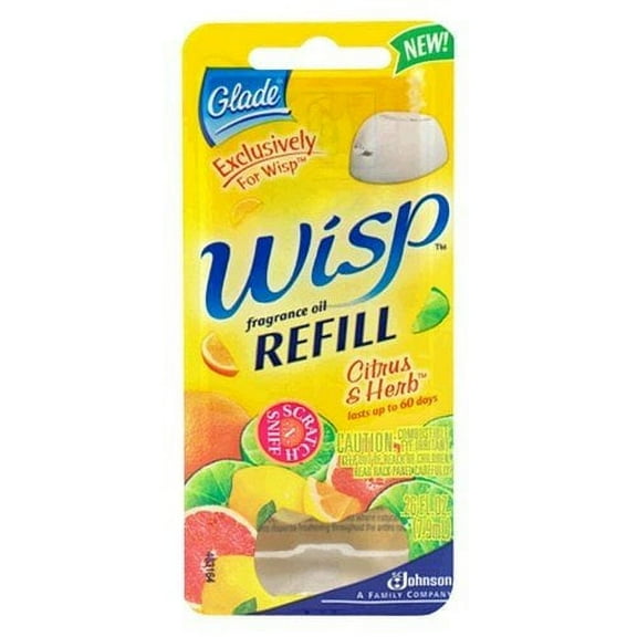 Glade Wisp Fragrance Oil Refill, Citrus & Herb , 1 refill [.26 fl oz 7.9 ml]