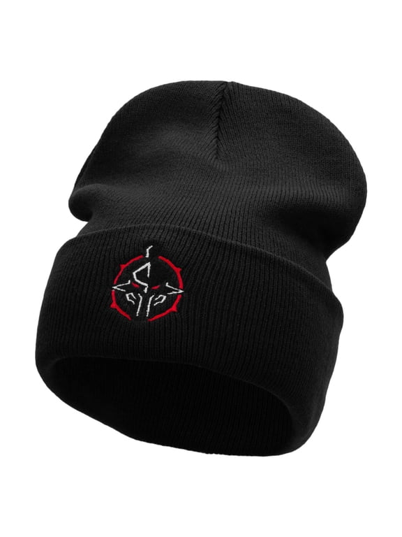 Gladiator Embroidered 12 Inch Long Knitted Beanie - Black OSFM