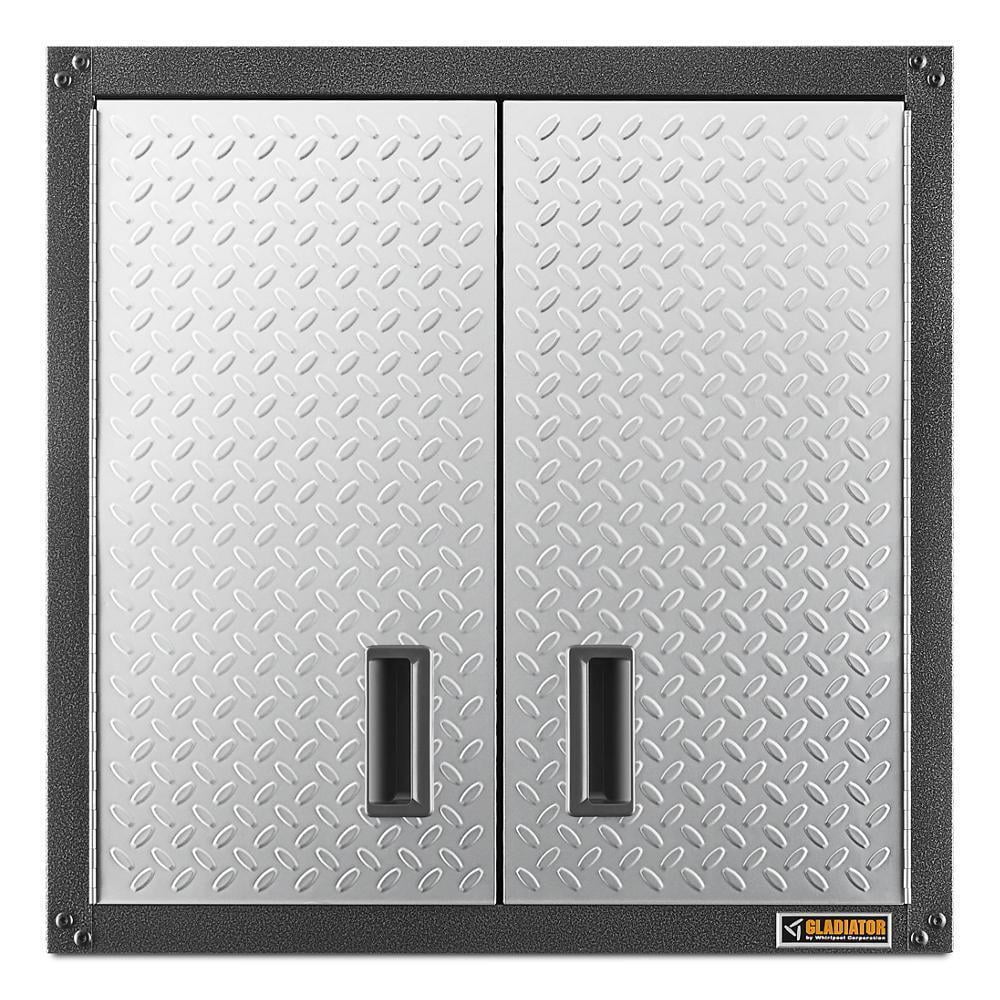 Silver Tread Steel Wall-Mount Office Cabinet with Adjustable Shelves