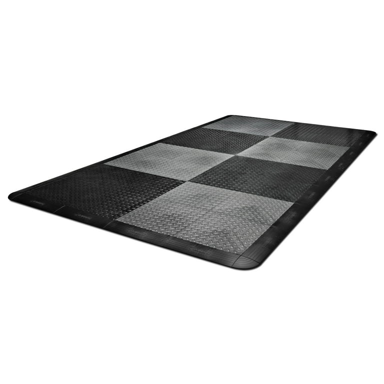 Gladiator 32-Piece 12-in x 12-in Black and Charcoal Tread Plate Garage Floor Tile Gladiator 32-Piece 12-in x 12-in Black and Charcoal Tread Plate Garage Floor Tile