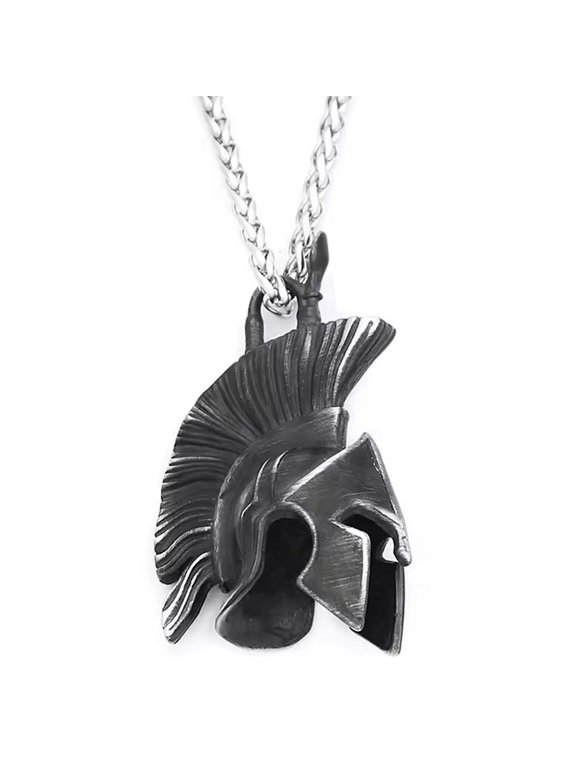 Gladiator Helmet Necklace Dark 316L Stainless Steel 300 Spartan Armor Pendant Mens Fantasy Forge Jewelry