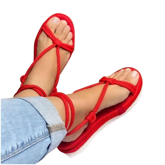 Gladiator Sandals for Womens Summer Casual Strappy Sandals Dressy Cute Square-Toe Comfortable Platform Flat Shoes