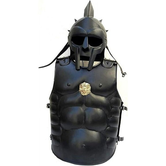 Gladiator Spiked Helmet with Medieval Muscle Jacket Roman Armor
