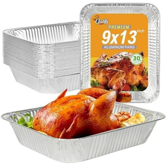 Gladify Aluminum Foil Pans 9x13 Disposable Baking Pans 30 Pack Heavy Duty Half Size Tin Foil Trays for Steam Table, Roasting, Cooking, Heating, Freezing Food1$$Home Decor, Kitchen, & Other
