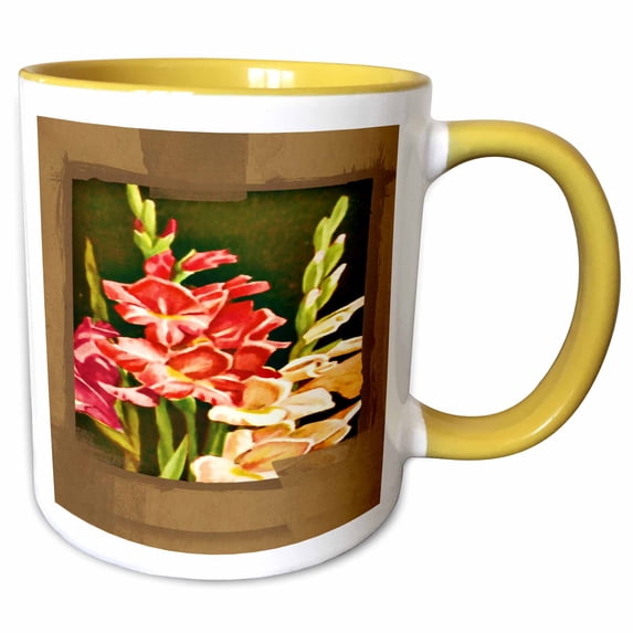 3drose, Gladioli, 15oz Two-tone Yellow Mug