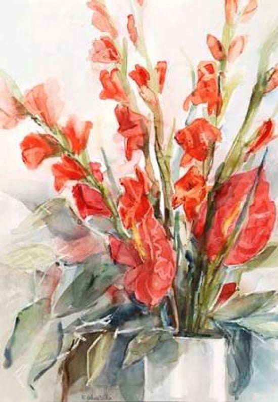Gladioli Canvas Art - Emanuela Albertella (20 x 28)