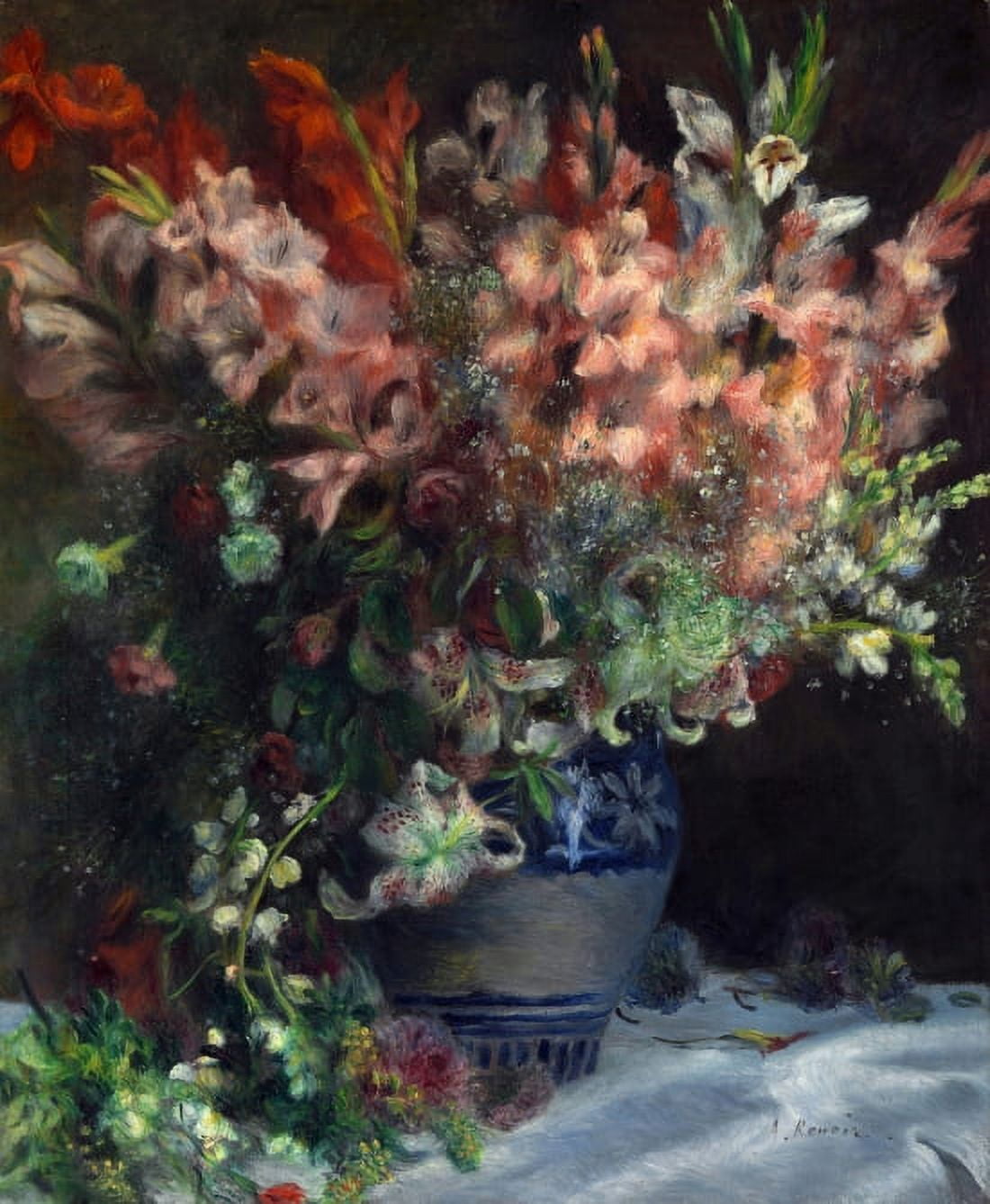 Gladioli In A Vase Canvas Art - Pierre Auguste Renoir (18 x 24)