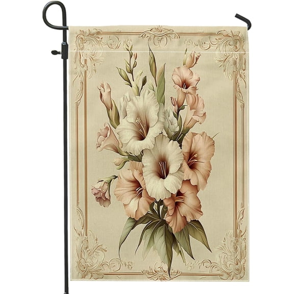 Gladiolus Aesthetic Flower Hippie Funky Floral Garden Flag 12 x 18 Inch Double Sided Burlap Outdoor Decor