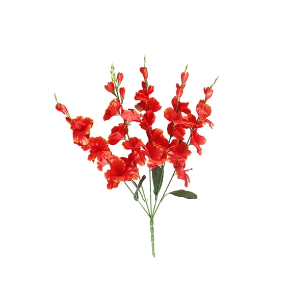 Gladiolus Artificial Flowers, 5 Branches Realistic Long Science Fake Gladiolus Stems, Fade Resistant Silkly Faux Plants with Natural Foliage for Home Wedding Tall Vase Indoor Outdoor Decor
