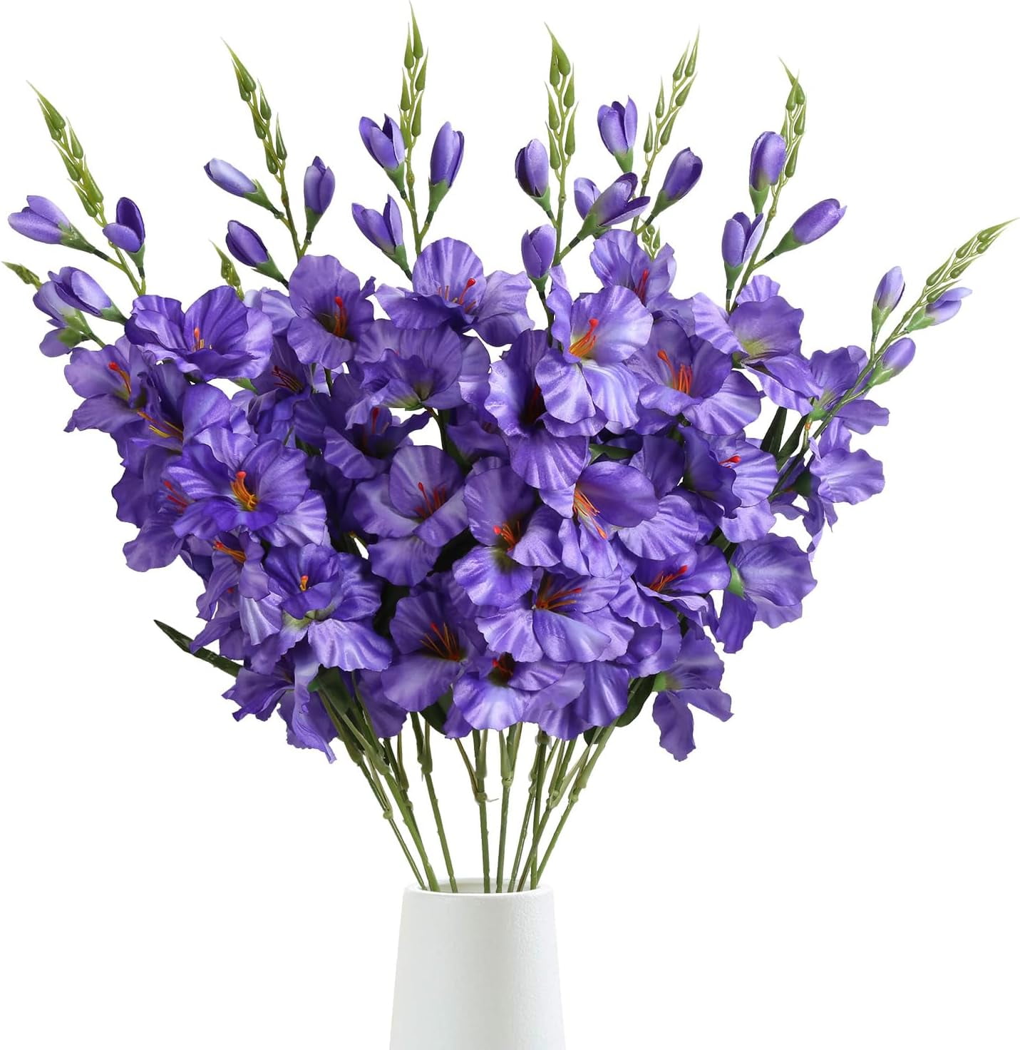 Gladiolus Artificial Flowers Purple Gladiolus Flowers 3.3in Silk Gladiolus Flowers with Stems Artificial Gladiolus Flowers for Home Wedding Office Decoration(Purple)