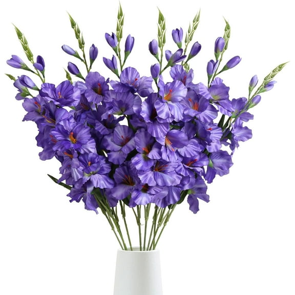 Gladiolus Artificial Flowers Purple Gladiolus Flowers 3.3in Silk Gladiolus Flowers with Stems Artificial Gladiolus Flowers for Home Wedding Office Decoration(Purple)
