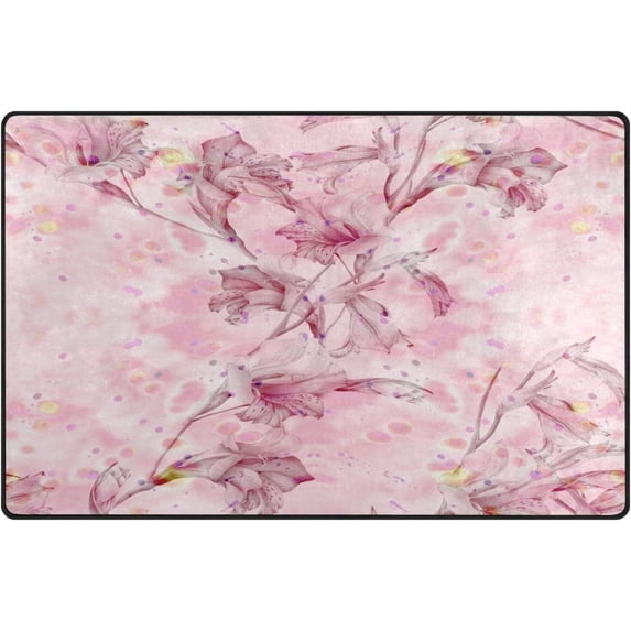 Gladiolus Flowers Pink Area Rugs Colorful Large Non-Slip Floor Matative Carpets Doormat for Kitchen Living Dining Dorm Playing Room Bedroom 31 x 20inch Home Decor