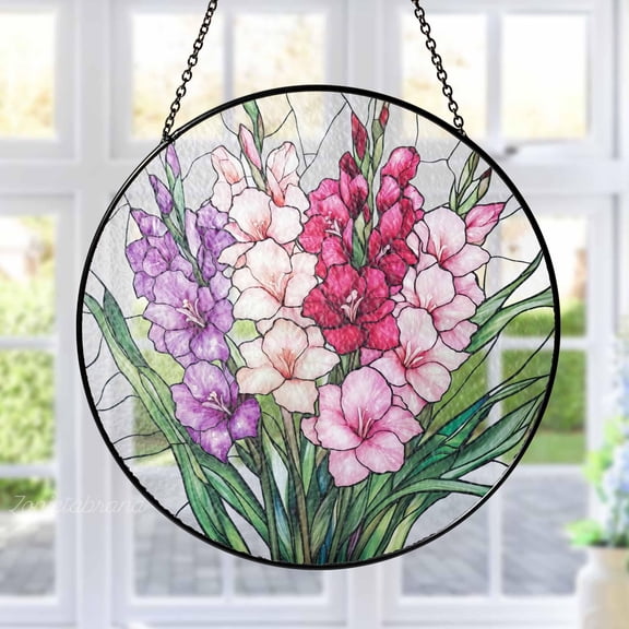 Gladiolus Suncatcher, Gladiolus August Birth Month Suncatcher, Gladiolus Flower Window Hanging Gift for Mom, Birth Flower Gift for Her Mom