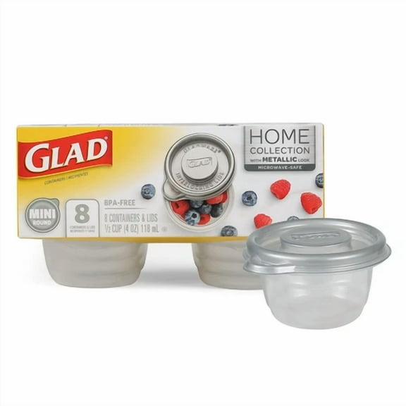 Gladware Home Mini Round Food Storage Containers, Small Food Containers Hold 4